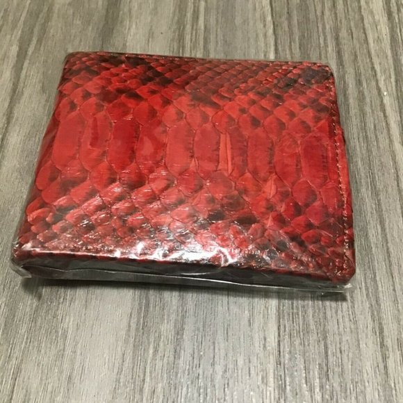 COPY - Snakeskin genuine python zipper wallet red black b - Picture 2 of 4